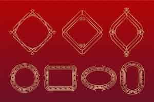 Free vector gradient chinese border ornament set