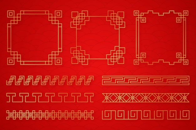 Бесплатное векторное изображение Градиентный китайский граничный орнамент