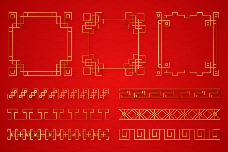 Free Vector gradient chinese border ornament