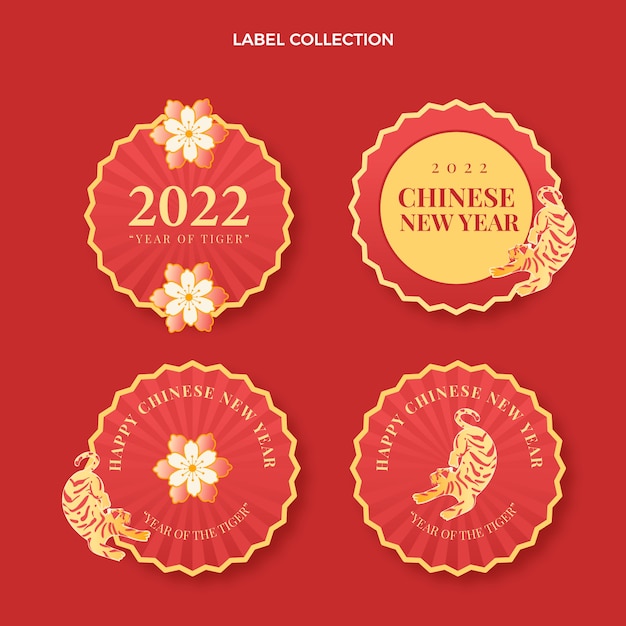 Gradient chinese new year badges collection