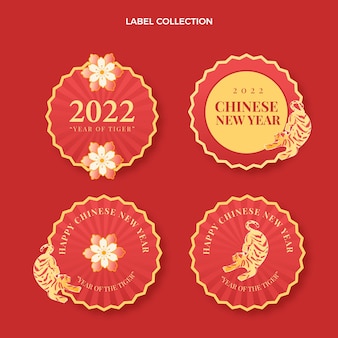 Gradient chinese new year badges collection