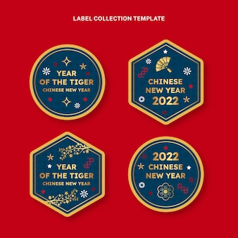 Gradient chinese new year badges collection