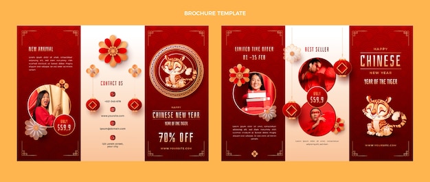 Free vector gradient chinese new year brochure template