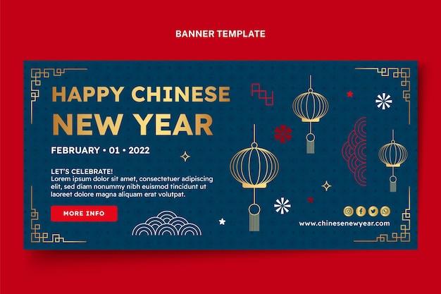 Gradient chinese new year horizontal banner