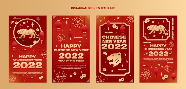 Gradient chinese new year instagram stories collection