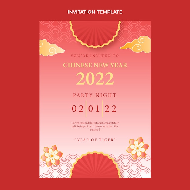 Gradient chinese new year invitation template