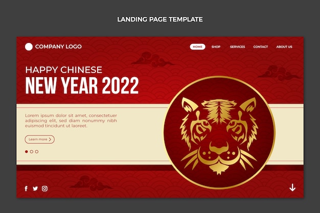 Gradient chinese new year landing page template