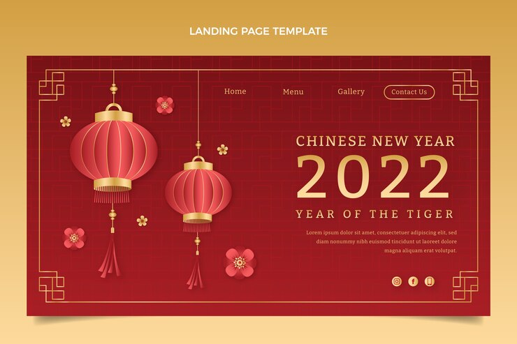 Free Vector gradient chinese new year landing page template