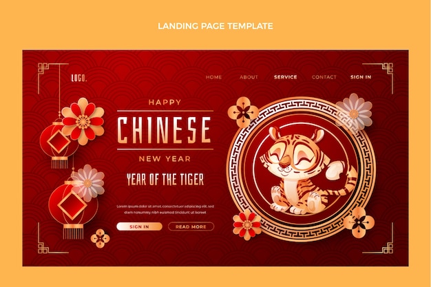 Gradient chinese new year landing page template