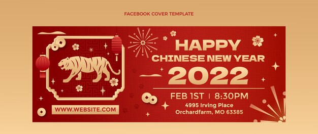 Gradient chinese new year social media cover template