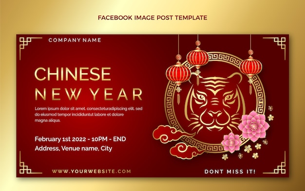 Gradient chinese new year social media post template