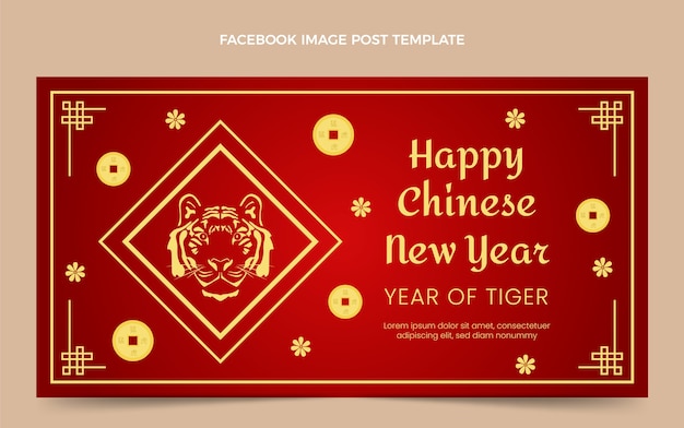 Free vector gradient chinese new year social media post template