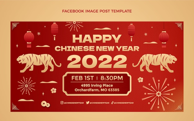 Gradient chinese new year social media post template