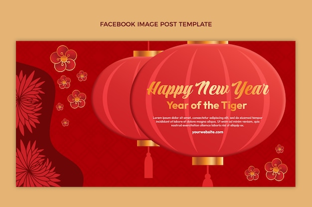 Gradient chinese new year social media post template