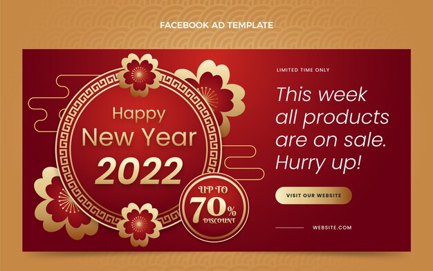 Free vector gradient chinese new year social media promo template