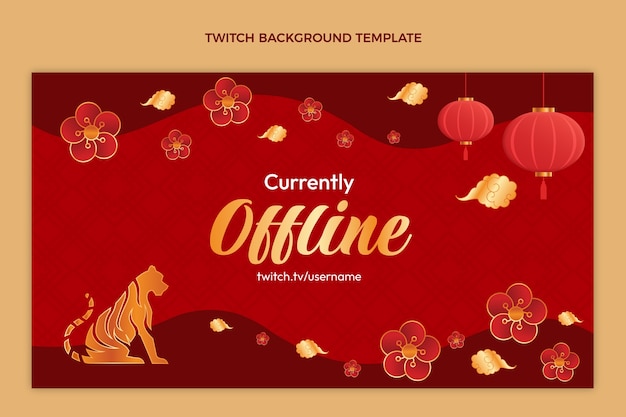 Free vector gradient chinese new year twitch background