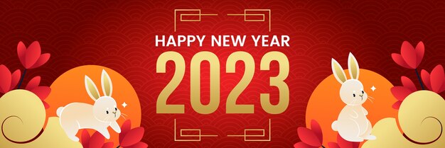 Шаблон заголовка twitter градиентный китайский новый год