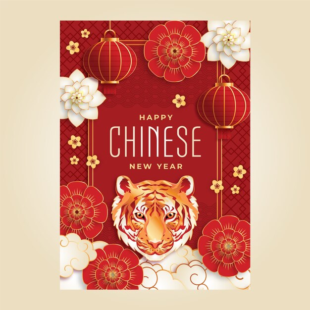 Gradient chinese new year vertical poster template