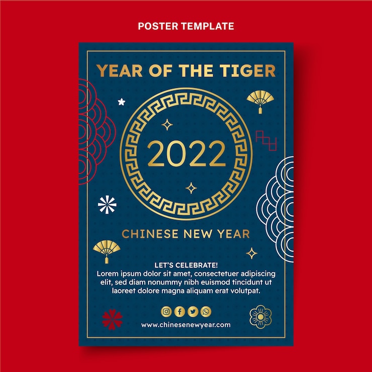 Free Vector gradient chinese new year vertical poster template