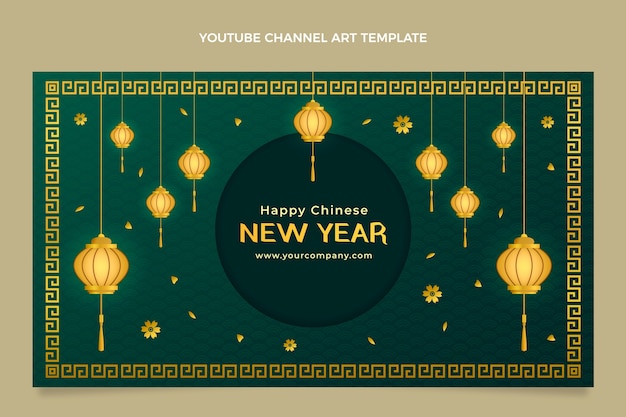 Free vector gradient chinese new year youtube channel art