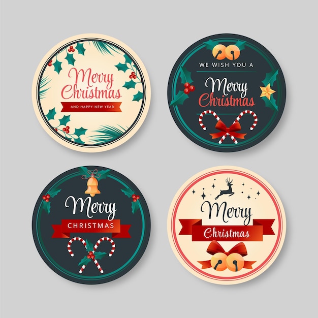Free vector gradient christmas badges collection