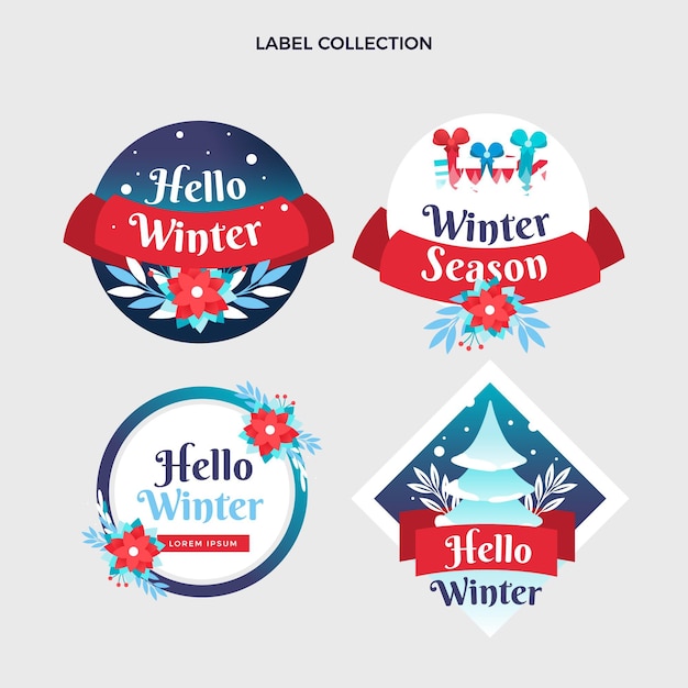 Free vector gradient christmas badges collection