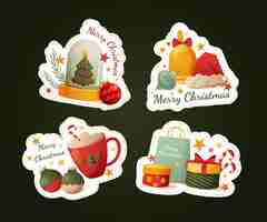 Бесплатное векторное изображение Коллекция градиентных рождественских значков