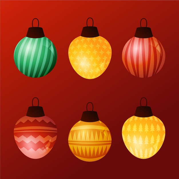 Free vector gradient christmas ball ornaments collection