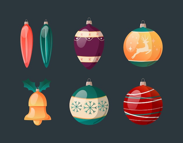 Free vector gradient christmas ball ornaments collection