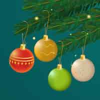 Free vector gradient christmas ball ornaments collection