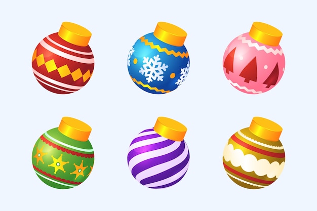 Free vector gradient christmas ball ornaments collection