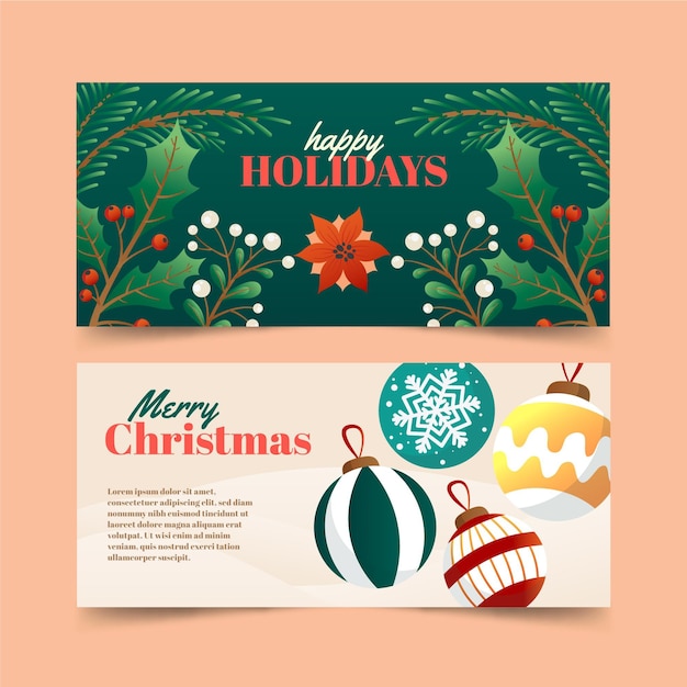 Free vector gradient christmas banners set