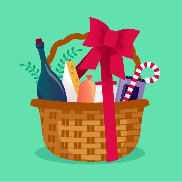 Gradient christmas basket illustration