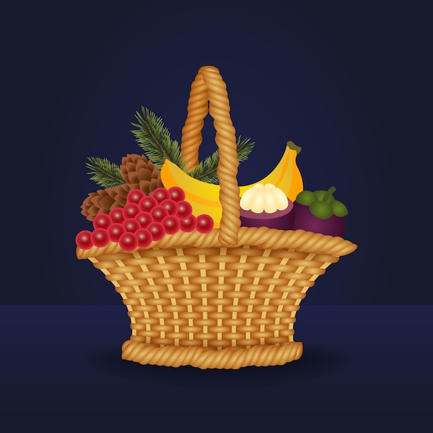 Free vector gradient christmas basket illustration