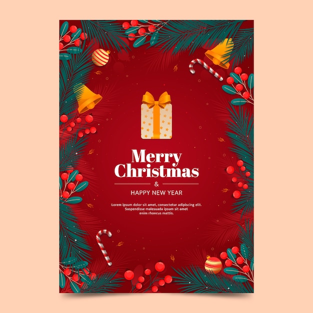 Free vector gradient christmas card template