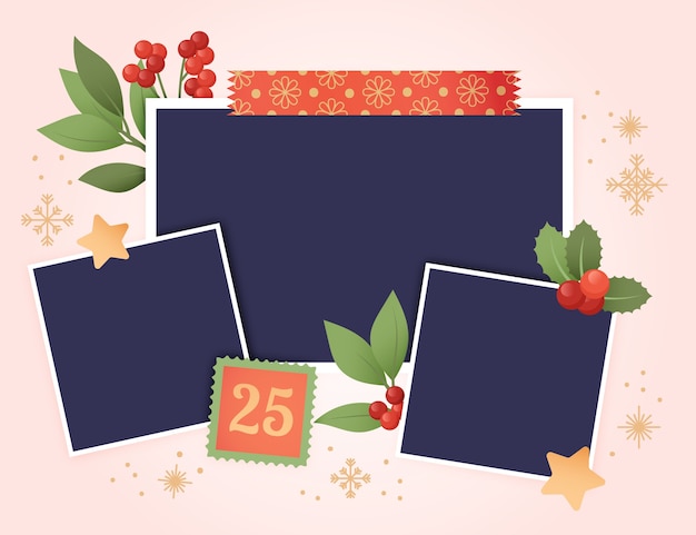 Free vector gradient christmas collage template