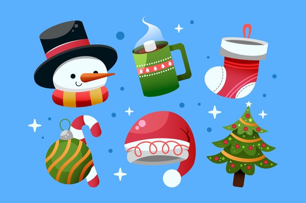 Free vector gradient christmas elements collection