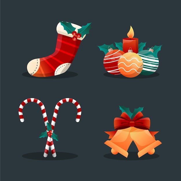 Free vector gradient christmas elements collection