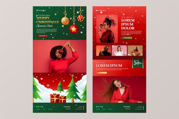 Free vector gradient christmas email template