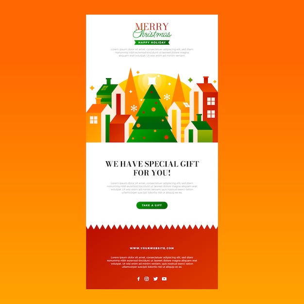 Free vector gradient christmas email template