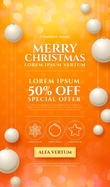 Free vector gradient christmas email template