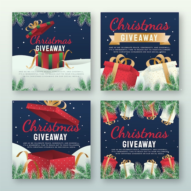 Free vector gradient christmas giveaway instagram posts collection