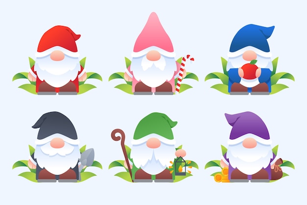 Free vector gradient christmas gnomes collection