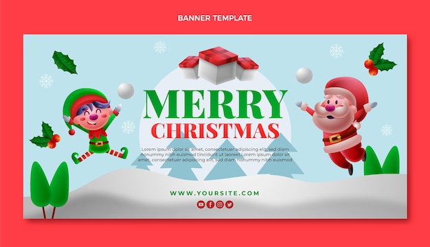 Free vector gradient christmas horizontal banner