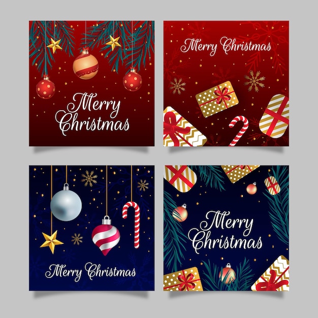 Free vector gradient christmas instagram posts collection