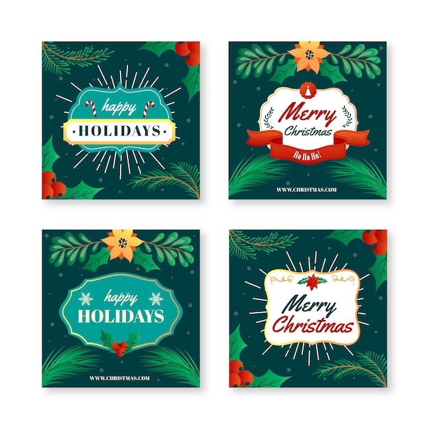 Gradient christmas instagram posts collection