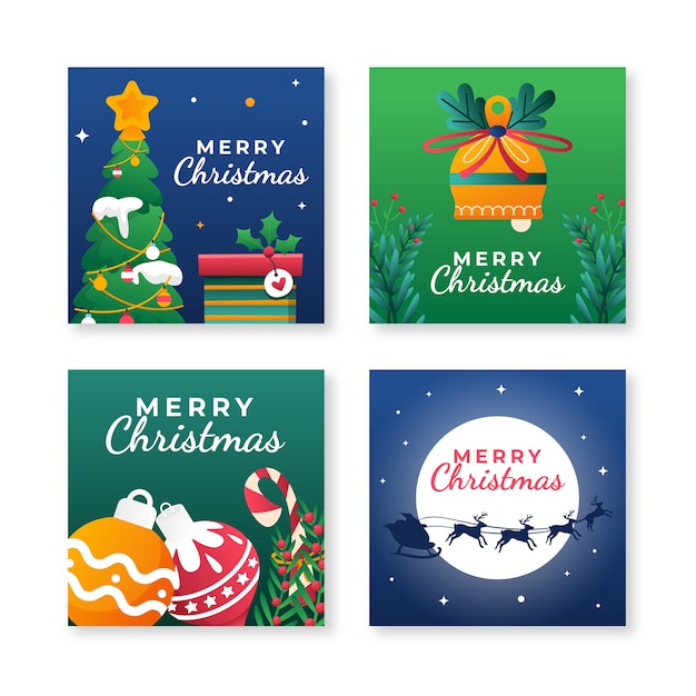 Free vector gradient christmas instagram posts collection