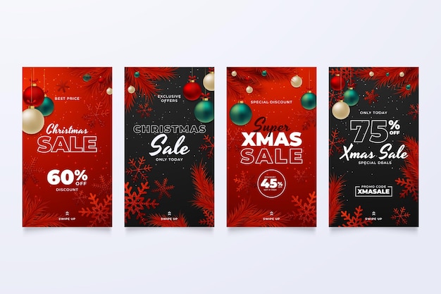 Gradient christmas instagram stories collection