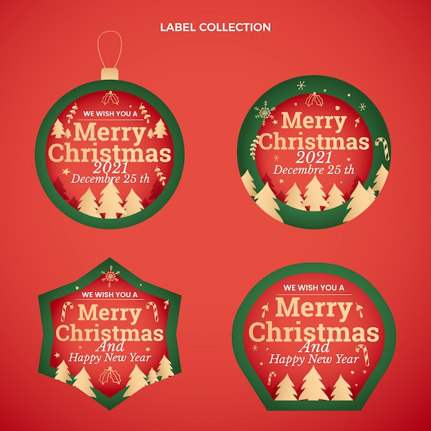 Free vector gradient christmas labels collection