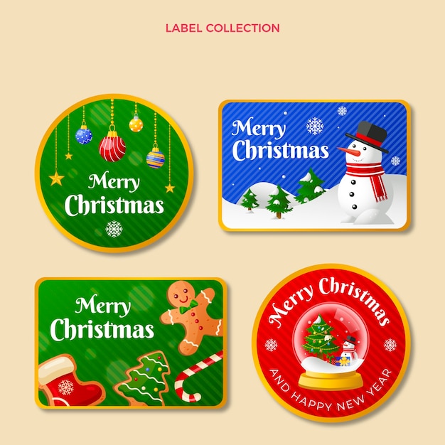 Free vector gradient christmas labels collection